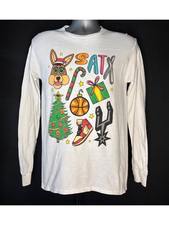 Frost Other - San Antonio Spurs White Long Sleeve T-Shirt Spurs Mascot Coyote Size S SATX